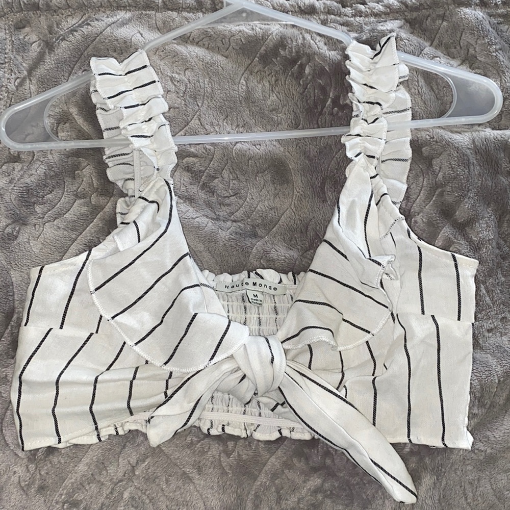 Striped Ruffled Crop Top